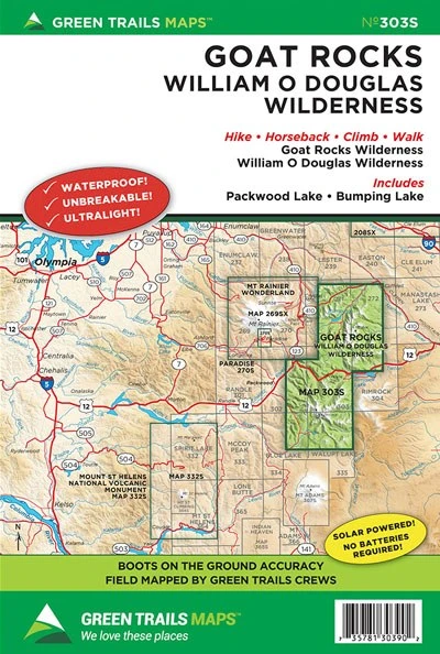Green Trails Maps Goat Rocks / William O. Douglas Wilderness No. 303S 3 Green Trails Maps Goat Rocks / William O. Douglas Wilderness No. 303S